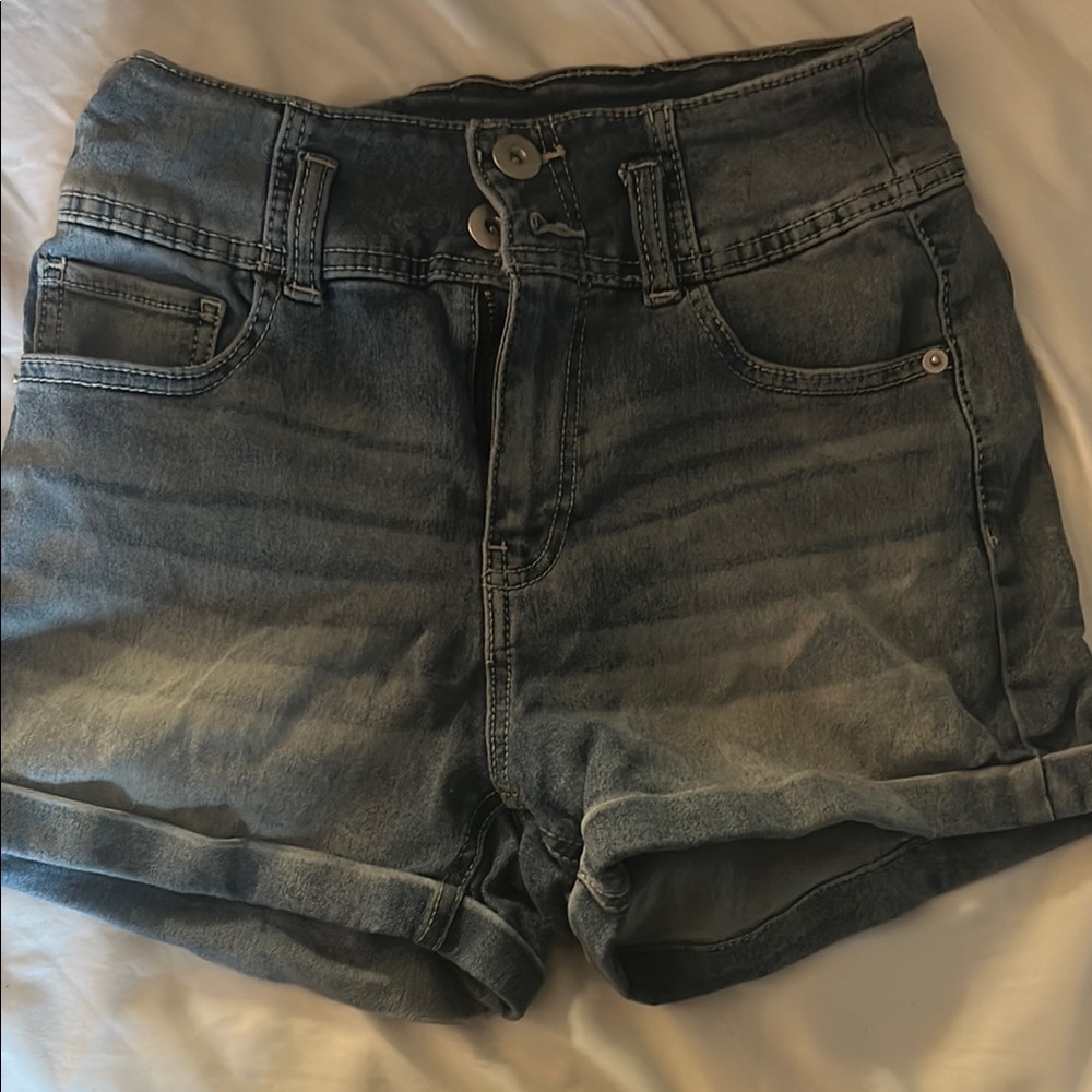 No Boundaries Blue Jean Shorts with Cuffed Hem